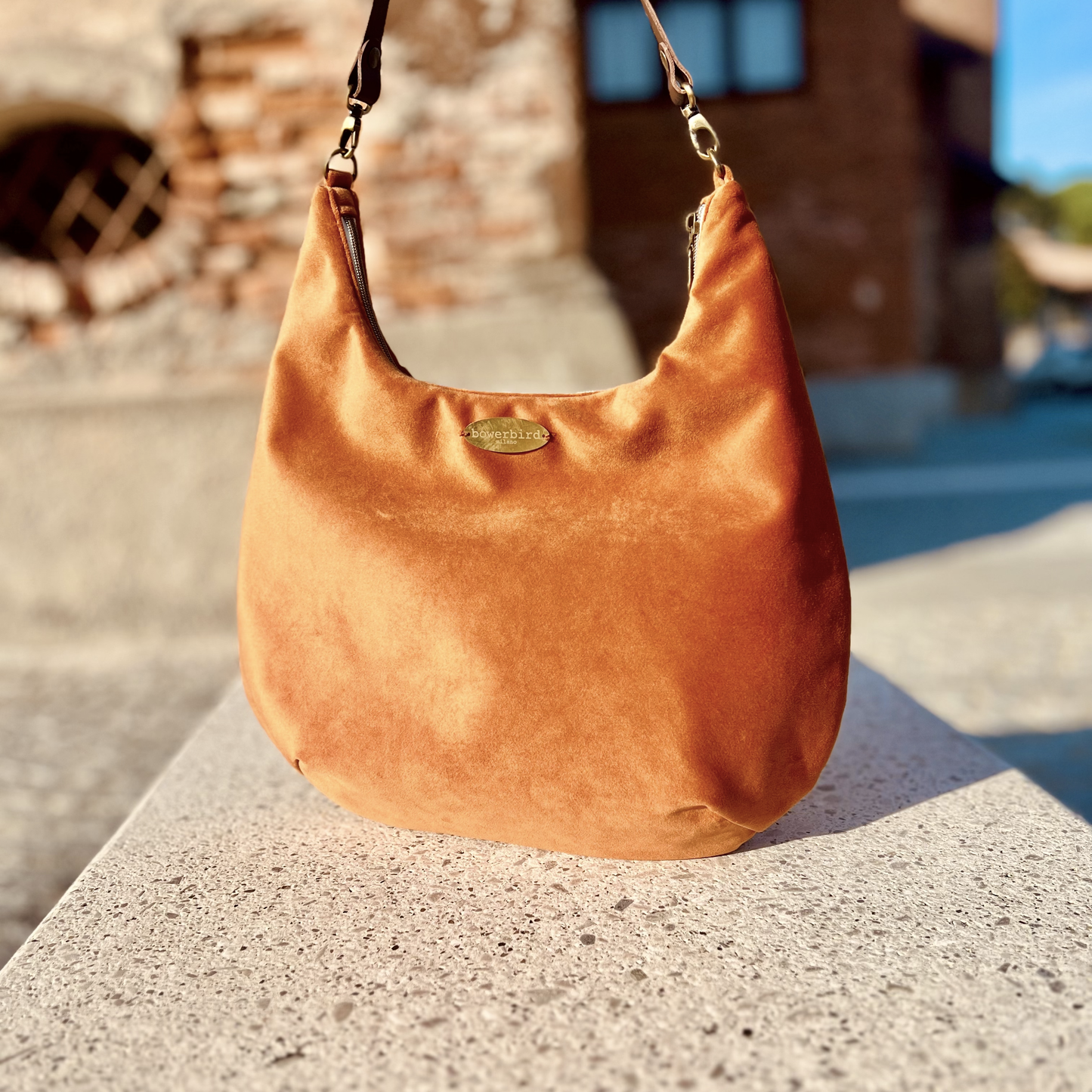 Borsa Hobo - Velluto Arancione