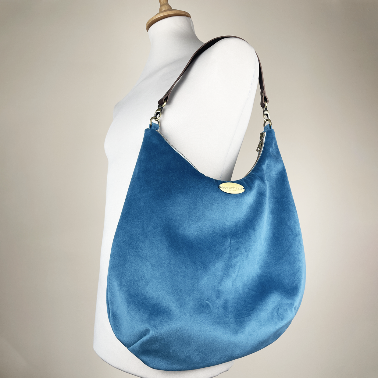 Borsa Hobo - Velluto Blu