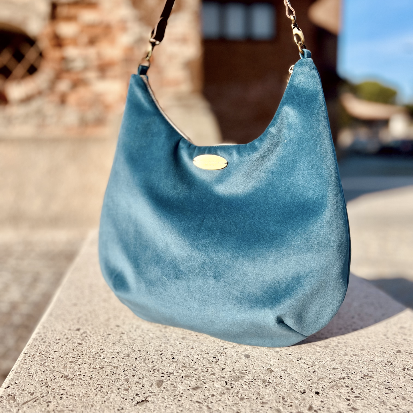 Borsa Hobo - Velluto Blu