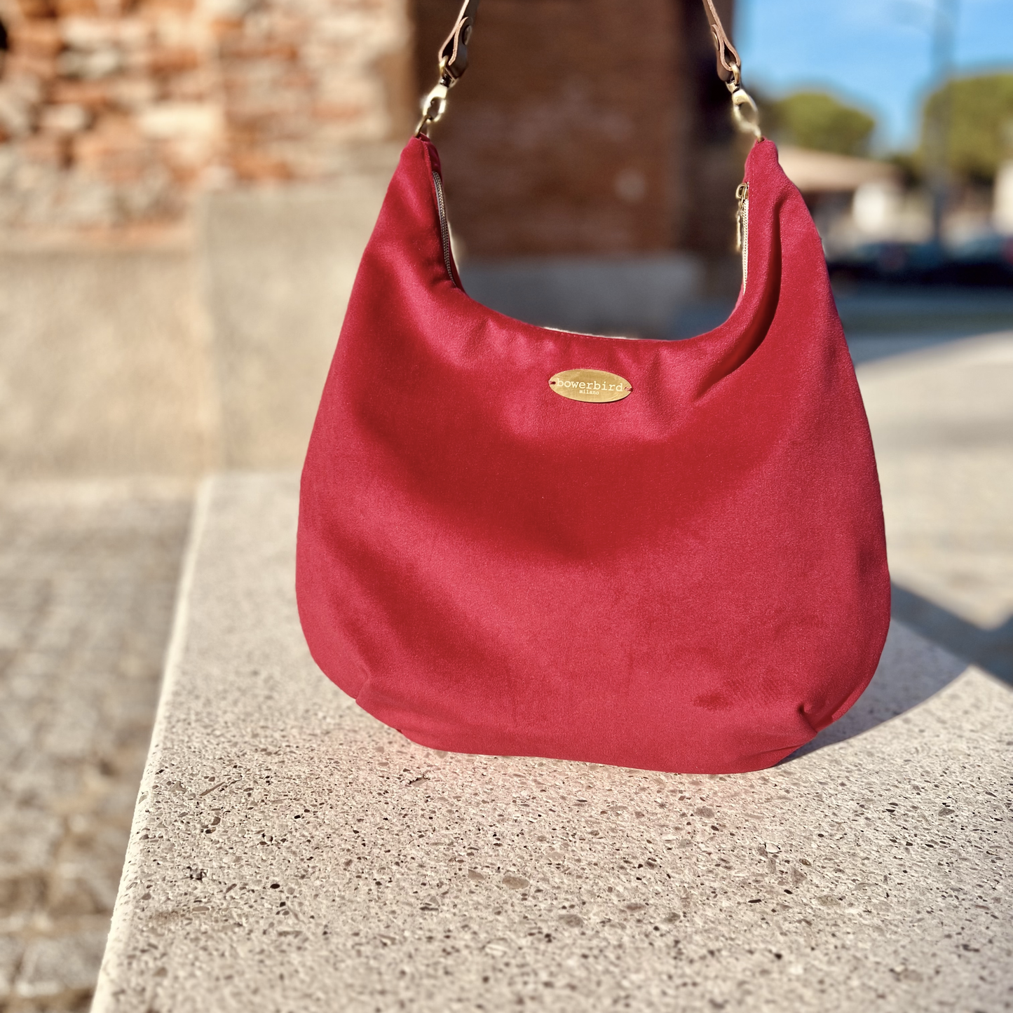 Borsa Hobo - Velluto Bordeaux