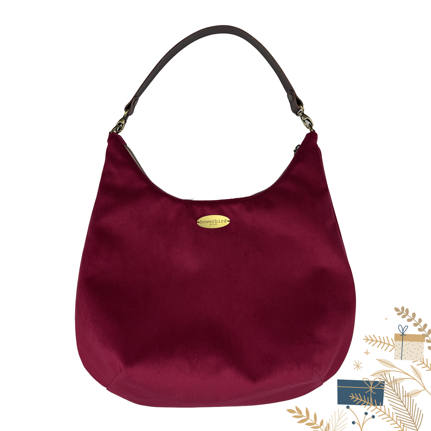 Borsa Hobo - Velluto Bordeaux